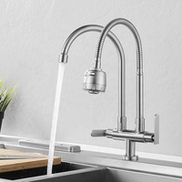 Robinet de cuisine à double tête SUS304 robinet d'eau froide monté sur le pont personnalisable robinets d'eau flexibles à double poignée