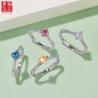 Bague de fiançailles en argent sterling S925 plaqué rhodium, style cœur à cœur, tige droite, moissanite 0,5 carat couleur D, certifiée GRA