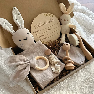 Trẻ sơ sinh bé Comforter Bộ Quà Tặng Muslin Swaddle chăn với lụa điền tắm vòi hoa sen an ninh Teether Chăn bộ đồ giường Quà Tặng trẻ em - Product Image 2