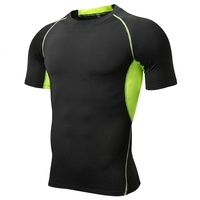 Ropa Deportiva para Hombre, Camiseta Deportiva de Compresión Ajustada de Manga Corta, Transpirable, de Secado Rápido, para Entrenamiento Deportivo y Fitness
