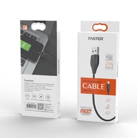 Cable USB personalizado para auriculares inalámbricos, caja de papel de embalaje para teléfono móvil, Cable de datos USB con mango