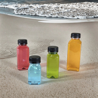 Bouteilles Carrées en Plastique Transparent Personnalisées de 100 ml, 250 ml, 500 ml, 12 oz, 16 oz, avec Bouchon, pour Entreprises de Jus