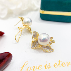 Accesorios de Perlas para Manualidades en Plata S925, Cuentas Redondas de 10-12 mm, 21893, Pendientes de Moda con Tuerca Hueca y Soporte para Corrector - Product Image 3