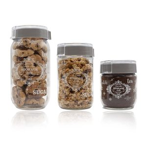 Turchese/grigio/blu Set di 3 vasetti di vetro con coperchio in plastica 1000/660/625ml per il caffè zucchero tè di conservazione - Product Image 1