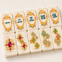 Ensemble de Mahjong de Luxe Personnalisé B2B en Gros, Design Pierre Précieuse Premium, Motif Bijoux Antiques Élégant, Jeu de Table, Exportateur en Gros