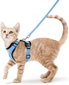 Set Pettorina e Guinzaglio per Gatti, Traspirante, Anti-Fuga, Regolabile, con Striscia Riflettente, Pettorina di Sicurezza per Gatti - Product Image 1