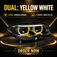 Ensemble de phares LED 12V pour Série 5 F10 F18 2011-2017, Angel Eye DRL Jaune Blanc, phares améliorés