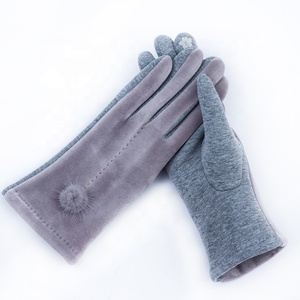Venta caliente señoras púrpura Mies terciopelo tela pantalla táctil guantes de invierno - Product Image 3
