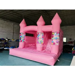 Castillo Inflable Rosa Pastel con Tobogán - Castillo Hinchable de Grado Comercial para Niños, Ideal para Alquiler en Fiestas - Product Image 1
