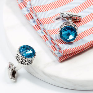 Boutons de manchette pour hommes élégants et raffinés, à la mode et très vendus, avec des embellissements en cristal, boutons de manchette bleus et verts pour chemise - Product Image 4