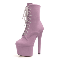 Bottines sexy à talons aiguilles pour femmes, 7 pouces, talons de 17 cm, bottes de scène pour la pole dance, talons noirs