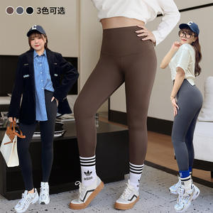 Runqi High Waisted <b>Leggings</b> Plus Size <b>Women</b> Gray Nylon Knitted Medium <b>Thickness</b> Autumn Wear - Product Image 2