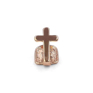 Boule d'Halloween Prothèse décorative <span class=keywords><strong>en</strong></span> laiton plaqué <span class=keywords><strong>or</strong></span> véritable Croix unique Hip Hop Grillz - Product Image 2
