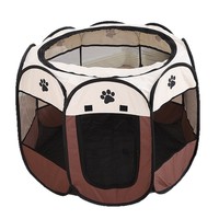 Parc de jeu octogonal pliable pour animaux de compagnie, tente respirante en maille pour chiens et chats avec porte zippée