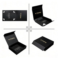 Boîtes en carton pliables personnalisées pour bébé, emballage cadeau de luxe noir, boîtes rigides en papier magnétique avec couvercle pour les petites entreprises