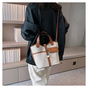 Borsa a secchiello retrò in PU da donna, popolare in Europa, America, Giappone, Corea del Sud, nuova moda 2026, a contrasto, a tracolla, grande - Product Image 5