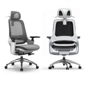 Chaise de bureau de directeur ergonomique grise avec accoudoirs 3D couleur excellente maille matériau PU mobilier de bureau en alliage d'aluminium 3 ans