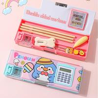 Estuche de Lápices Multifuncional de Plástico Impermeable de Gran Capacidad Personalizable, Marca KM, Diseño de Dibujos Animados para Estudiantes, Varios Colores