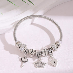 Pulseras con Colgante <span class=keywords><strong>de</strong></span> Trébol y Candado <span class=keywords><strong>de</strong></span> Corazón, Cadena Fátima, Joyería Fina para Mujer, Brazaletes con Dijes Elegantes y a la Moda - Product Image 4