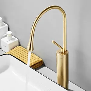Plumbtech de gắn thiết bị vệ sinh duy nhất xử lý tay Brass Brushed Vàng Vàng vòi rửa lưu vực Mixer vòi
