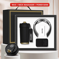 Ensemble cadeau personnalisé de masseur de cou, de tasse à café et de batterie externe pour entreprises, avec logo sur mesure