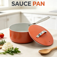 7 Pcs Set Peralatan Masak Keramik Anti Lengket Panci & Wajan Aluminium Kompatibel dengan Kompor Induksi