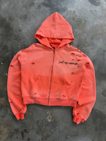 Sweat à capuche zippé unisexe en coton épais surdimensionné pour homme, style streetwear, broderie, effet vieilli, coupe carrée, délavé à l'acide