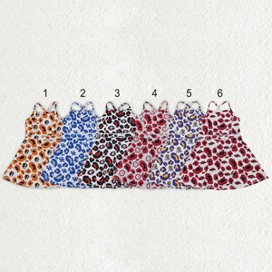 Robe de yoga sans manches pour bébés filles, à fleurs et rayures bleues, longueur genou - Product Image 4