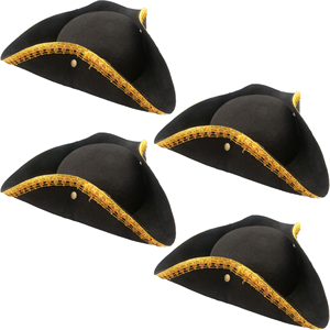 <span class=keywords><strong>Chapeau</strong></span> de pirate <span class=keywords><strong>colonial</strong></span> noir à trois pointes pour Halloween, cosplay de pirate - Product Image 1