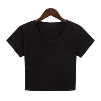 CB094-CPH999 Logo kustom atasan Crop musim panas wanita desain leher dalam terbaru dengan kain rajut sejuk atasan Crop pendek pabrik