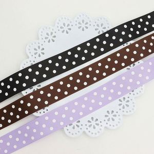 Ruban en velours côtelé de 2,5 cm avec bordure à petits pois, 100 % polyester, imprimé pailleté, simple face, pour nœuds faits main et emballages cadeaux DIY - Product Image 1