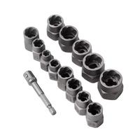 6.35mm-19mm Bolt Nut Remover Socket Set Car Tool Kit Damaged Screw Extractor 14pcs Cr-Mo Steel Hand Tools