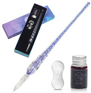 Set di Penne in Vetro, <span class=keywords><strong>Penna</strong></span> a Immersione in Vetro con <span class=keywords><strong>Inchiostro</strong></span> <span class=keywords><strong>e</strong></span> Portapenne, Penne in Cristallo per Firme, Regalo Aziendale Natalizio - Product Image 1