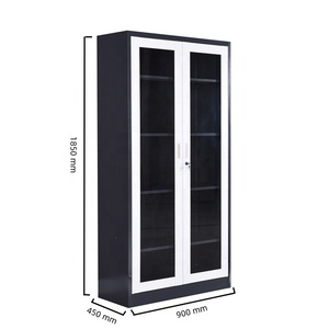Glass Door Steel Storage Cupboard Iron Bookcase Home Curio <b>Cabinet</b> Figure Display Showcase Metal Filing <b>Cabinet</b> for Office - Product Image 2