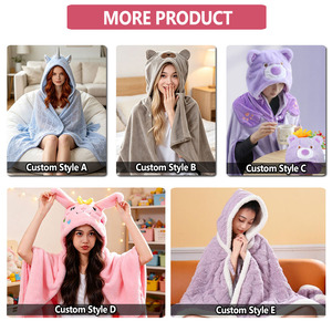 Coperta con Cappuccio Personalizzata in Stile Animale, Divertente e Versatile, in Finta Pelliccia di Coniglio Bianco, Morbida, Calda e Confortevole - Product Image 2
