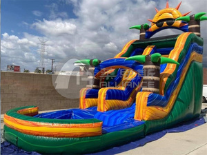 Alliance <span class=keywords><strong>The</strong></span> New Blue Marble Palm Tree Toboganes acuáticos Patio trasero Tobogán de agua inflable con piscina para salpicaduras - Product Image 3