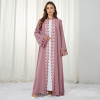 Abaya élégante personnalisée Leduo avec appliques en dentelle et ensemble de capuche assorti, vêtements islamiques modestes