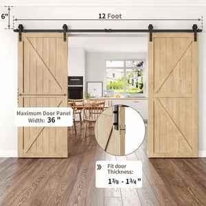 Système de porte coulissante moderne WEKIS M00002, kit de rail en acier au carbone, support en laiton noir givré, vis durable, capacité de 164 kg - Product Image 6
