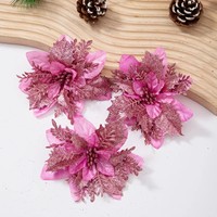 Fabrik-Großhandel Exquisite Weihnachtsbaumdekorationen, Glänzende 13cm Blumenanhänger, Gold Silber Blau Rot Accessoires