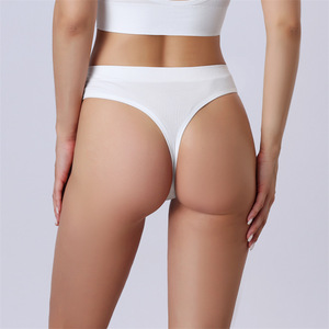 Russe vente chaude string fileté femmes fichier grande taille taille basse sport Fitness Yoga sans couture t-pantalon sous-vêtements - Product Image 3