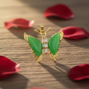 Cz9028 सोने की प्लेटेड सूक्ष्म साफ cz प्राकृतिक हरे जेड पेंडुट्स बुढ़ा/क्रॉस/दिल/तितली आकर्षण हार के लिए - Product Image 6
