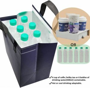 Sac isotherme jetable personnalisé en non-tissé pour boissons, sac de transport individuel pour thé au lait, café, boissons, sac fourre-tout isolant pour magasins de boissons - Product Image 4