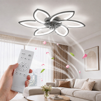 Ventilateur de plafond LED moderne avec lumière, télécommande, variateur d'intensité, vitesse réglable, métal et acrylique, pour salon et chambre à coucher