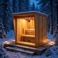 Cabine de sauna carrée autoportante pour jardin, sauna extérieur en bois résistant aux intempéries