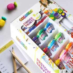 40ML 12 Colors Kids DIY Nontoxic Finger Paint Sets With Sheet For Painting