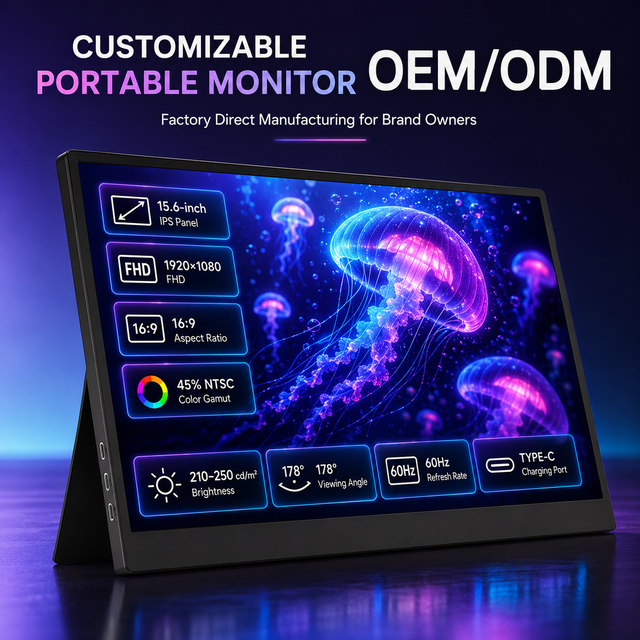 Wholesale 15.6 Inch FHD 1080P IPS Monitor Slim Lightweight Second Screen for Meeting Presentation Office Work Portable Monitor