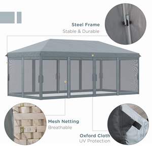 เต็นท์พับได้ขนาด 10 x 20 ฟุต โครงอะลูมิเนียมแข็งแรง ผ้าอ๊อกซ์ฟอร์ด พร้อมมุ้งและกระเป๋าสำหรับพกพา เหมาะสำหรับงานปาร์ตี้ขนาดใหญ่ งานแต่งงานกลางแจ้ง - Product Image 5