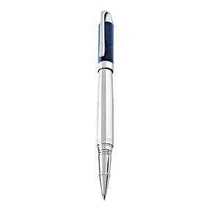 <b>Blue</b> Marbled-Chromed Shiny Brass Rollerball <b>Pen</b> for Writing - Product Image 1