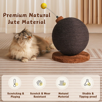 Griffoir pour chat en jute en forme de bombe, non toxique, avec boule de jeu à ressort