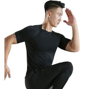 T-shirt sportiva da uomo estiva slim <span class=keywords><strong>fit</strong></span> a maniche corte traspirante con scollo rotondo per corsa e fitness ad asciugatura rapida - Product Image 1